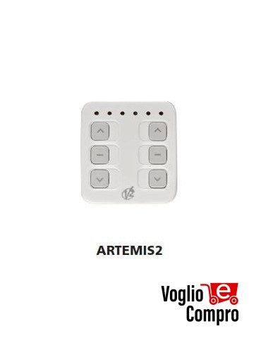 TRASMETTITORE DA PARETE V2 ARTEMIS 2 CH PER TENDE E TAPPARELLE 434,15 Mhz