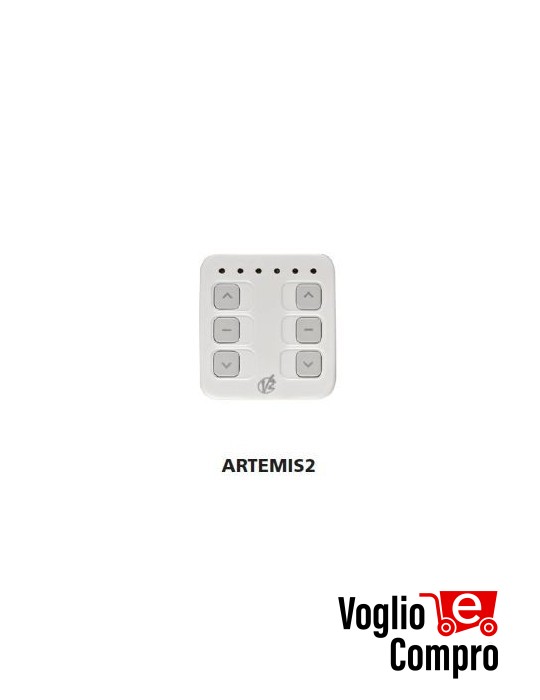 TRASMETTITORE DA PARETE V2 ARTEMIS 2 CH PER TENDE E TAPPARELLE 434,15 Mhz