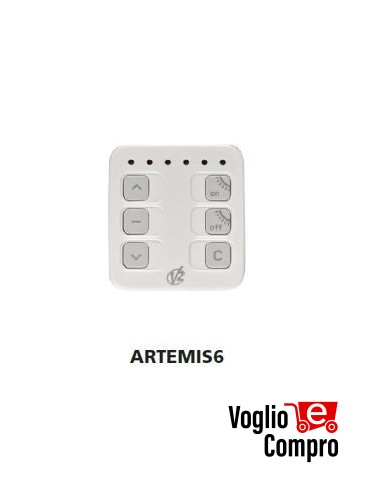 TRASMETTITORE DA PARETE V2 ARTEMIS 6 CH PER TENDE E TAPPARELLE 434,15 Mhz