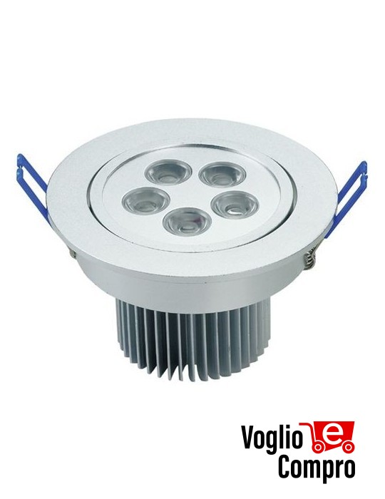 5941505 LAMPADA FARETTO LED DA INCASSO ORIENTABILE  5W 3000K 230V
