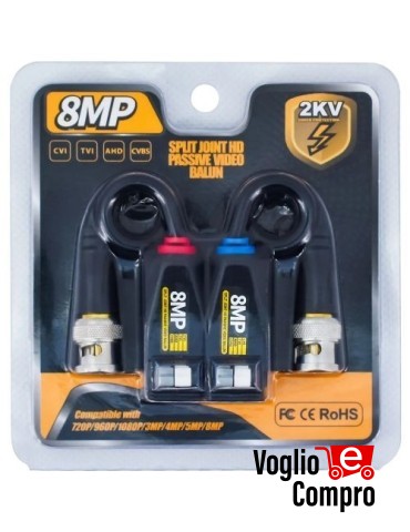 Kit TX/RX su doppino telefonico o cavo UTP Cat5E/Cat6 per telecamere fino a 8Mpx MK-80