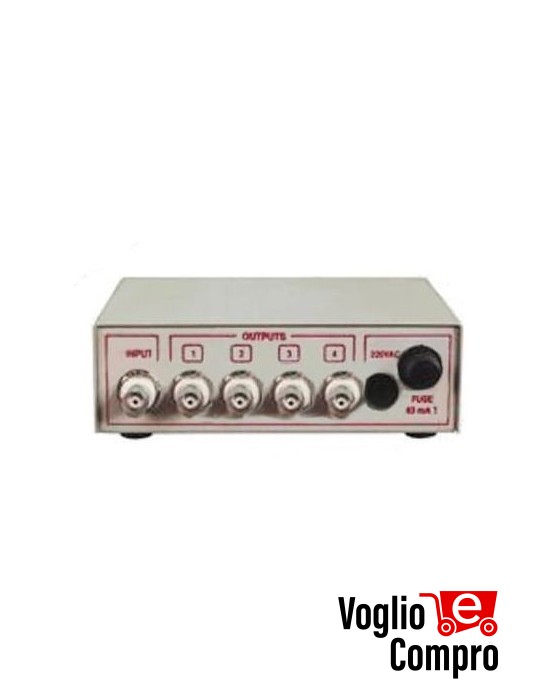 Distributore video amplificato ed equalizzato 1 in 4 out 230 Vac M104