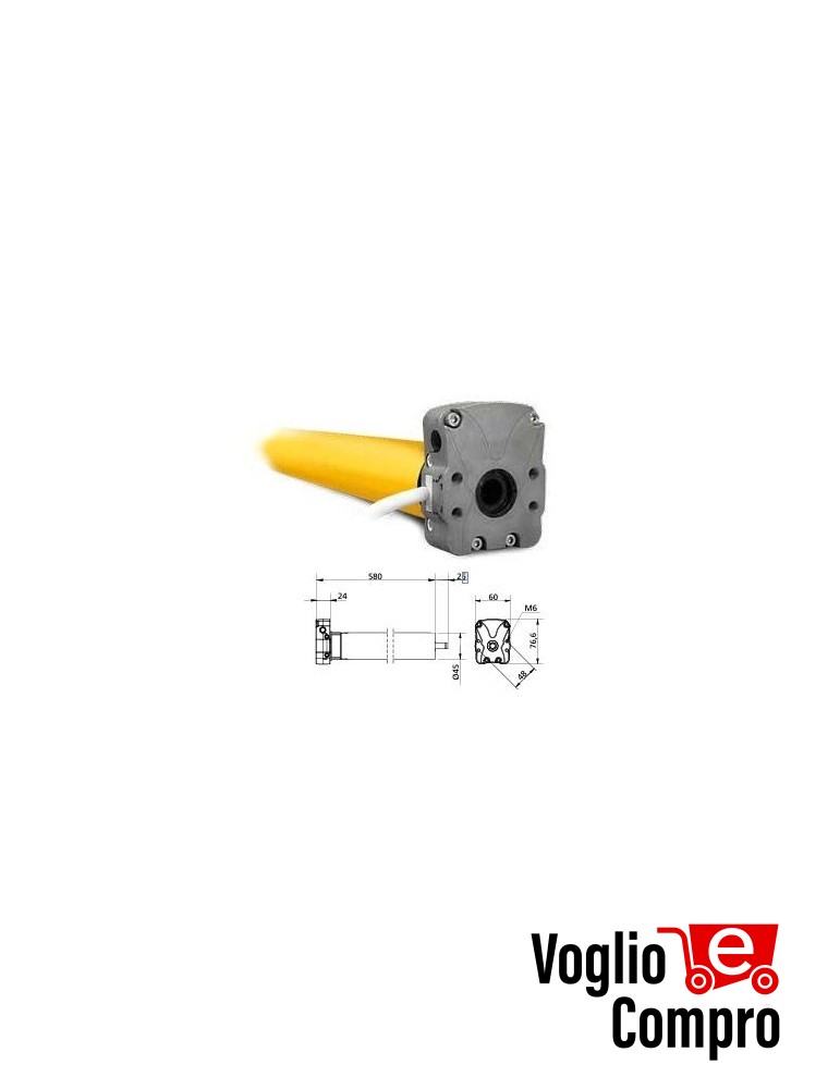 MOTORE TUBOLARE D 45mm 60Nm V2 MATIX M60 - 8rpm FINECORSA MECCANICO MANOVRA SOCCORSO MANUALE