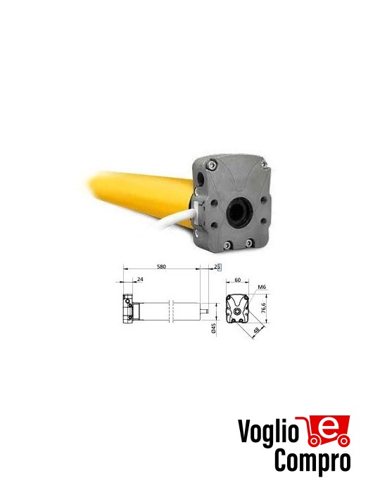 MOTORE TUBOLARE D 45mm 60Nm V2 MATIX M60 - 8rpm FINECORSA MECCANICO MANOVRA SOCCORSO MANUALE