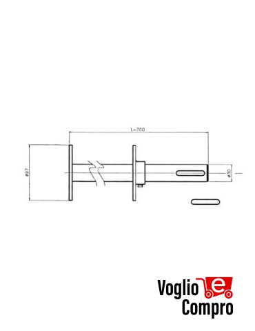 Kit albero flangia D. 30 L  300 Albero con flange regolabile per tubo 101.6 x 2 MOTORIDUTTORI Ø92