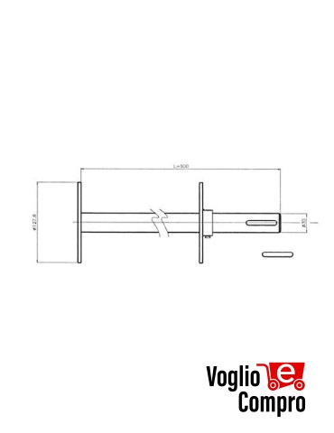 Kit albero flangia D. 30 L  600 Albero con flange regolabile per tubo 133 x 2,5 MOTORIDUTTORI Ø92