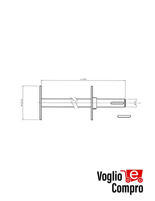 Kit albero flangia D. 30 L  600 Albero con flange regolabile per tubo 133 x 2,5 MOTORIDUTTORI Ø92