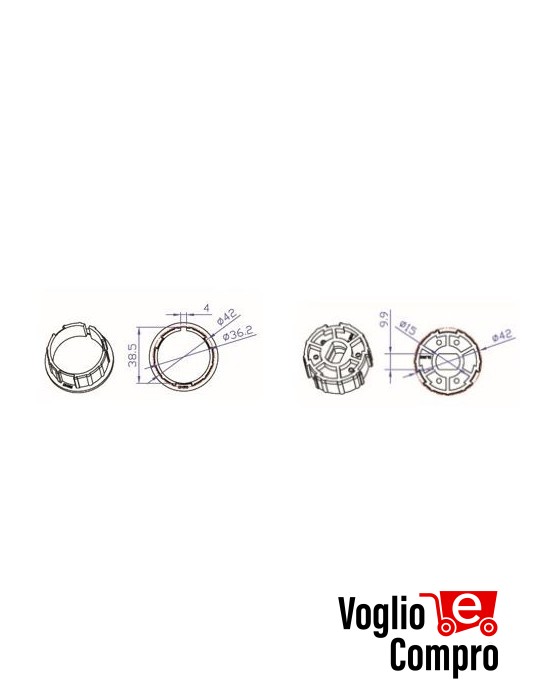 CORONA E PULEGGIA OGIVA PIATTA PER MOTORI TEKNOS T35