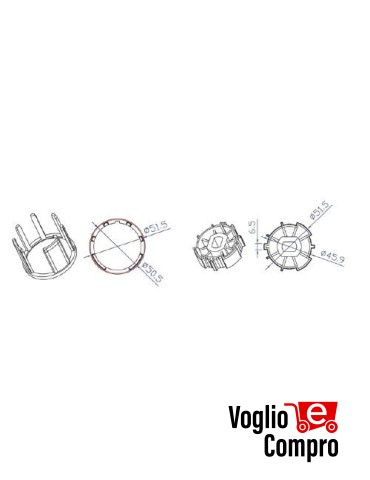 CORONA E PULEGGIA PER MOTORI TEKNOS T45 PER RULLO ZF Ø54