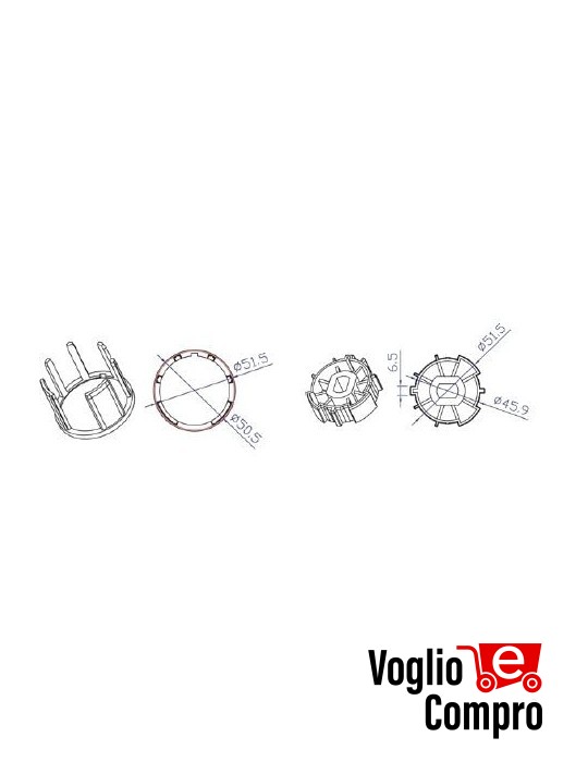 CORONA E PULEGGIA PER MOTORI TEKNOS T45 PER RULLO ZF Ø54