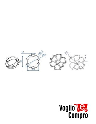 CORONA E PULEGGIA PER MOTORI TEKNOS T45 PER RULLO ZF Ø64