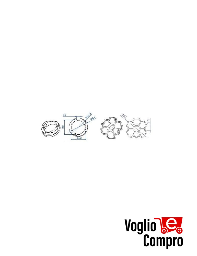 CORONA E PULEGGIA PER MOTORI TEKNOS T45 PER RULLO ZF Ø64