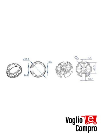 CORONA E PULEGGIA OGIVA PIATTA PER MOTORI TEKNOS T45 PER RULLO ZF Ø60