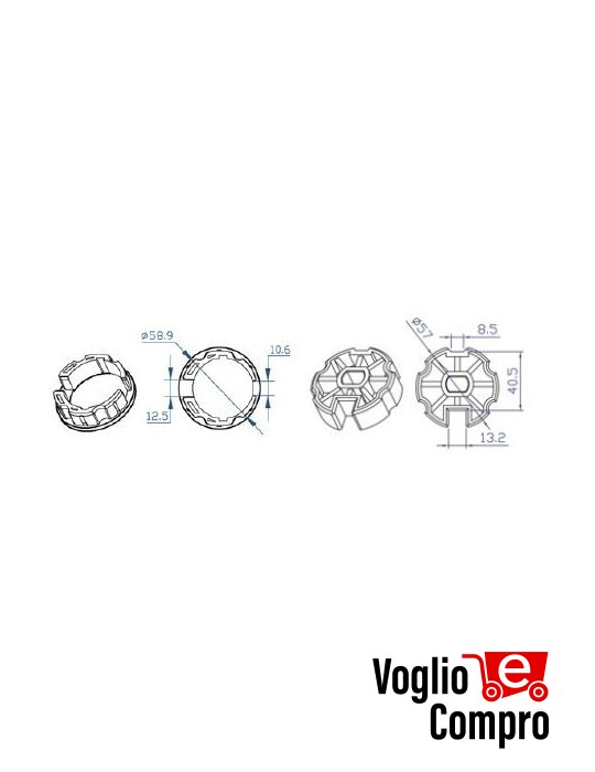 CORONA E PULEGGIA OGIVA PIATTA PER MOTORI TEKNOS T45 PER RULLO ZF Ø60