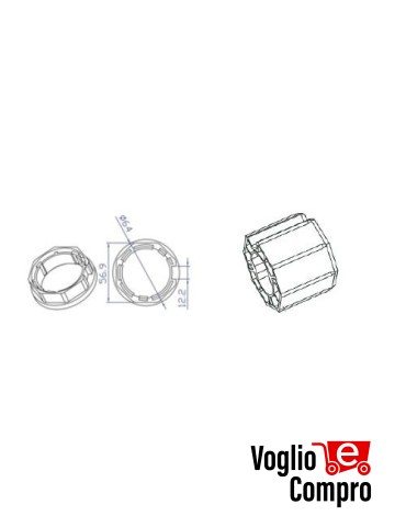 CORONA E PULEGGIA PER MOTORI TEKNOS T45 PER RULLO ZF Ø60 OTTAGONALE