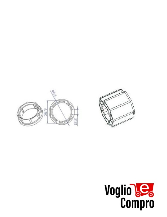 CORONA E PULEGGIA PER MOTORI TEKNOS T45 PER RULLO ZF Ø60 OTTAGONALE