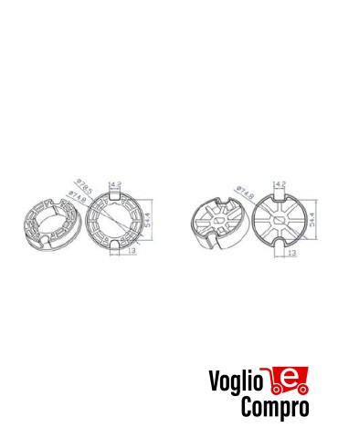 CORONA E PULEGGIA OGIVA FITESOL PER MOTORI TEKNOS T45 PER RULLO ZF Ø80