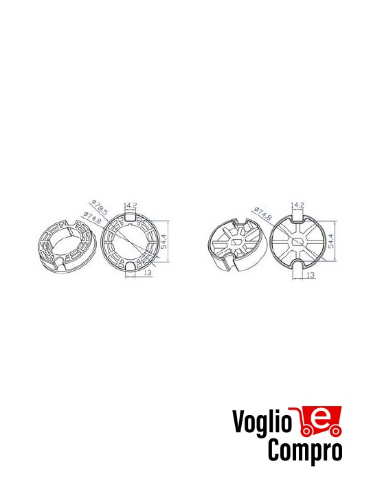 CORONA E PULEGGIA OGIVA FITESOL PER MOTORI TEKNOS T45 PER RULLO ZF Ø80