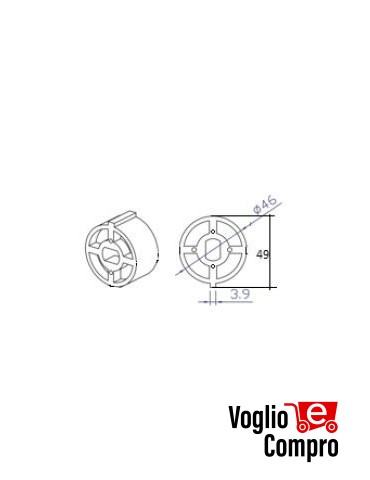 PULEGGIA PER MOTORI TEKNO'S Ø 45mm PER RULLO Ø58 Alluminio P45R61R