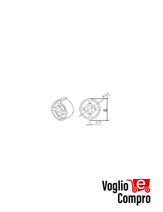 PULEGGIA PER MOTORI TEKNO'S Ø 45mm PER RULLO Ø58 Alluminio P45R61R