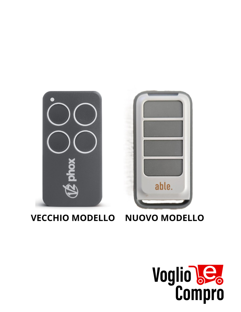 TRASMETTITORE V2 PHOX 4P 433.92 MHz PERSONAL PASS 4 CANALI PROGRAMMABILE