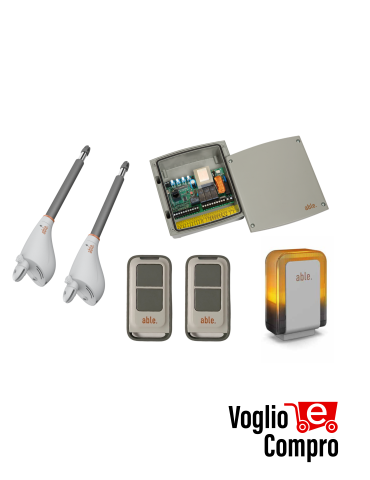 KIT 2 MOTORI CALYPSO V2 CENTRALE RADIOCOMANDO LAMPEGGIANTE X CANCELLO ANTA BATT.