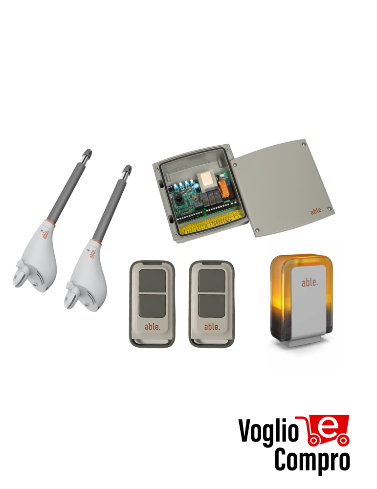 KIT 2 MOTORI CALYPSO V2 CENTRALE RADIOCOMANDO LAMPEGGIANTE X CANCELLO ANTA BATT.