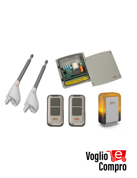 KIT 2 MOTORI CALYPSO V2 CENTRALE RADIOCOMANDO LAMPEGGIANTE X CANCELLO ANTA BATT.