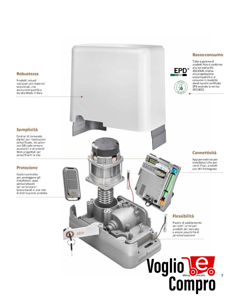 MOTORIDUTTORE ELETTROMECCANICO V2 ABLE 23Y004 SL SMALL800 ex TORQ 23G004 ex AYROS 23C060  CANCELLI SCORREVOLI 230V FINO 800 Kg