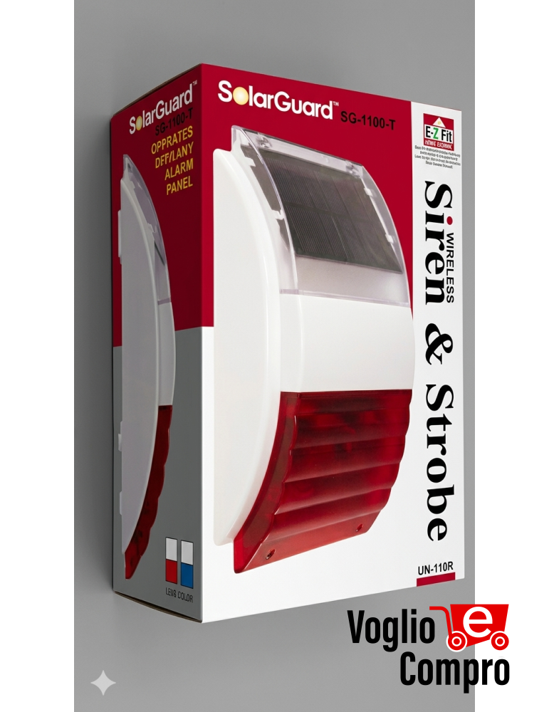 SolarGuard SG-1100-T Sirena da esterno universale senza fili con pannello solare e trasmettitore radio