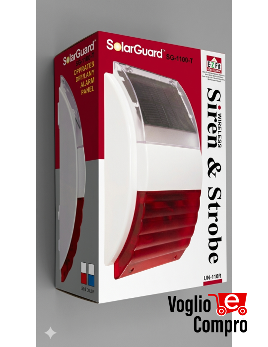 SolarGuard SG-1100-T Sirena da esterno universale senza fili con pannello solare e trasmettitore radio