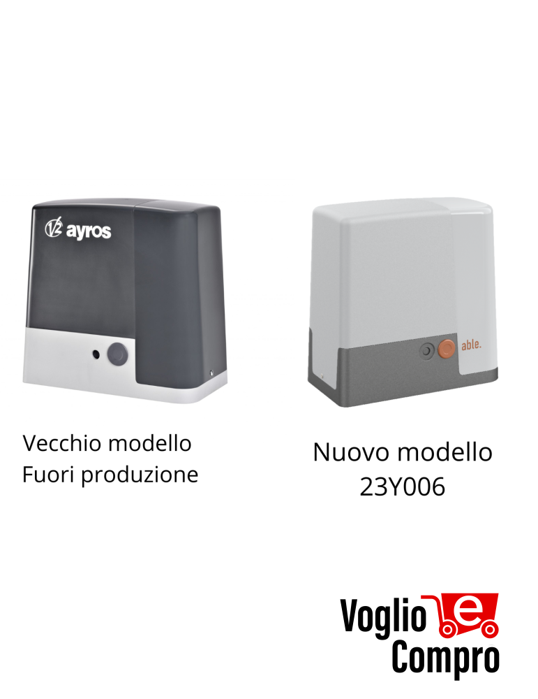 MOTORIDUTTORE ELETTROMECCANICO V2 ABLE 23Y006 SL MEDIUM exAYROS 23C035 PER CANCELLI SCORREVOLI 230V FINO A 1200 KG