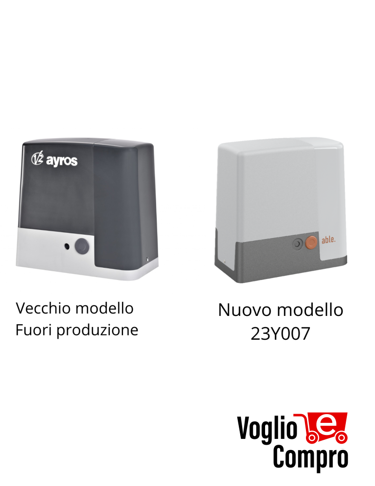 Motoriduttore elettromeccanico V2 ABLE 23Y007 SL MEDIUM 1500I ex AYROS 23C059 230V con inverter per cancelli scorrevoli 1500 Kg