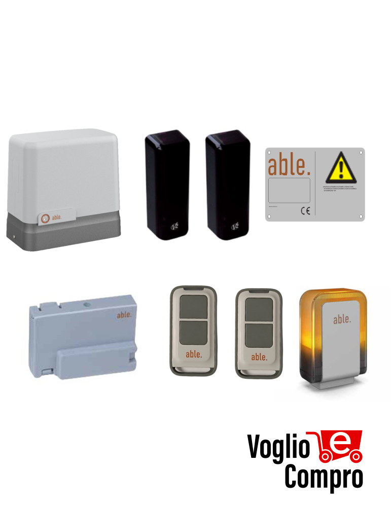 KIT FULL V2 ABLE 30Y011 KL MEDIUM 230V  per l’automazione 230v per cancelli scorrevoli CON INVERTER fino a kg 1500