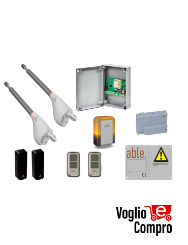 KIT AUTOMAZIONE V2 PER CANCELLO A 2 ANTE 2,5 Mt MOTORE CALYPSO CENTRALE CITY 1