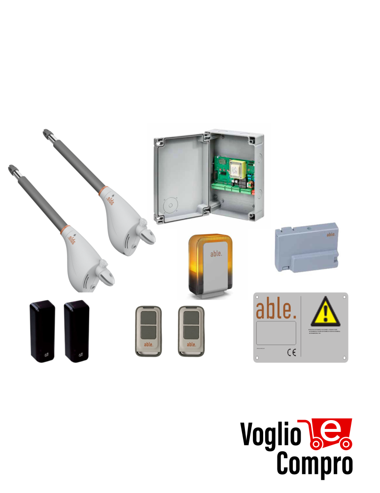 KIT AUTOMAZIONE V2 PER CANCELLO A 2 ANTE 2,5 Mt MOTORE CALYPSO CENTRALE CITY 1
