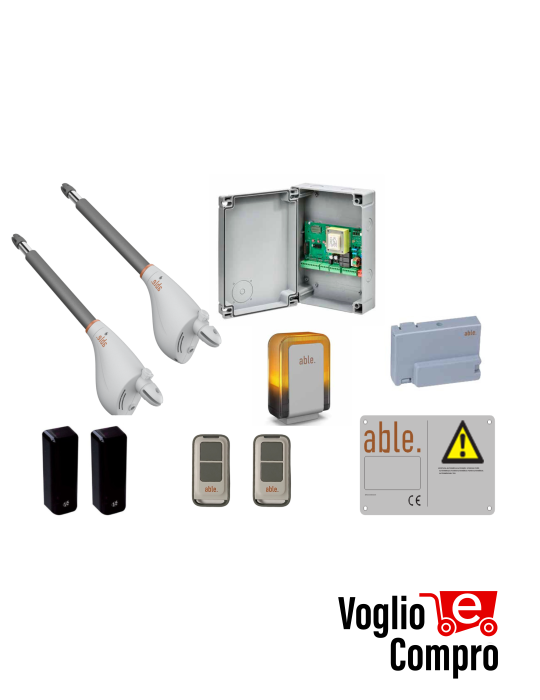 KIT AUTOMAZIONE V2 PER CANCELLO A 2 ANTE 2,5 Mt MOTORE CALYPSO CENTRALE CITY 1