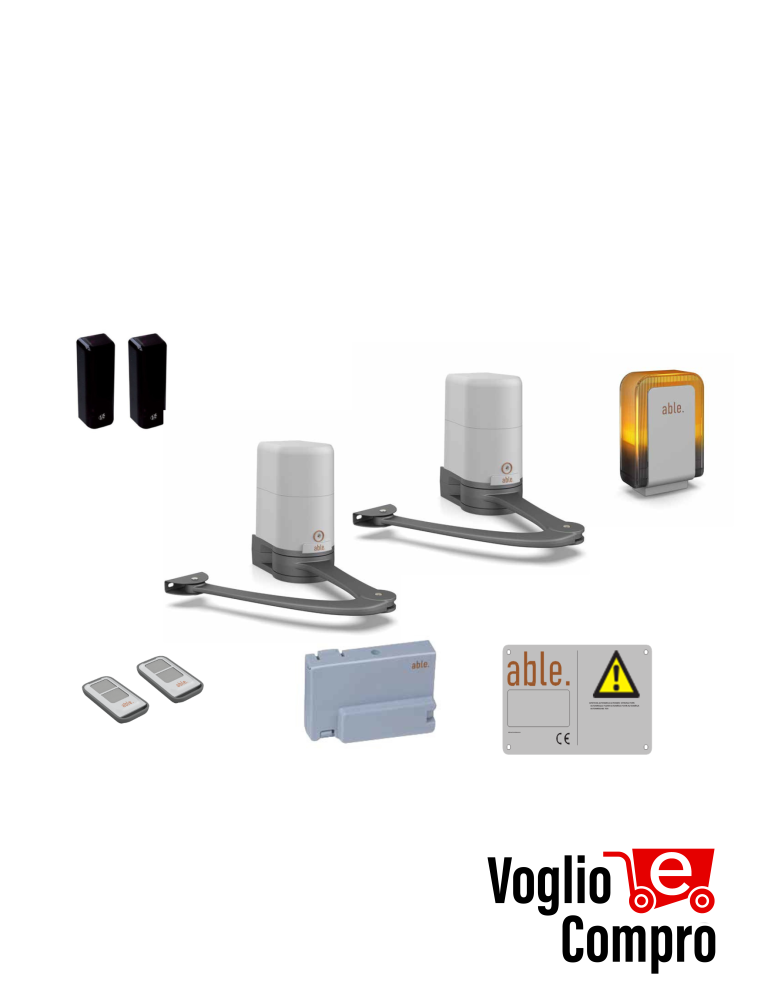 KIT AUTOMAZIONE 24V A BRACCIO ARTICOLATO V2 ZORUS 2 PER CANCELLO ANTE FINO 2,8Mt