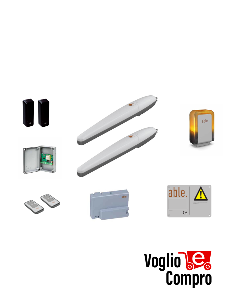 KIT COMPLETO V2 STARK3 230V PER CANCELLO BATTENTE ANTA 3 MT