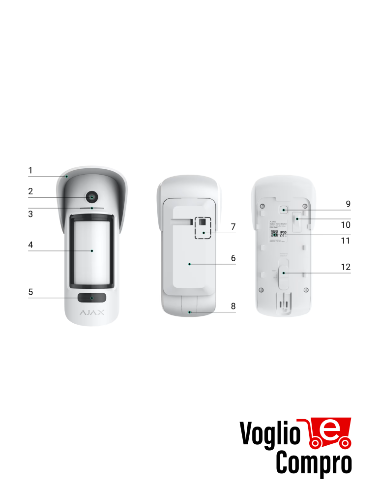 AJAX 39293 MotionCam Outdoor (PhOD) Jeweller bianco Rilevatore di movimento PIR wireless con possibilità di foto-verifica estesa
