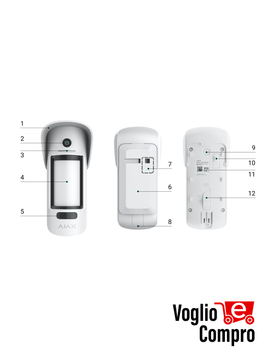 AJAX 39293 MotionCam Outdoor (PhOD) Jeweller bianco Rilevatore di movimento PIR wireless con possibilità di foto-verifica estesa