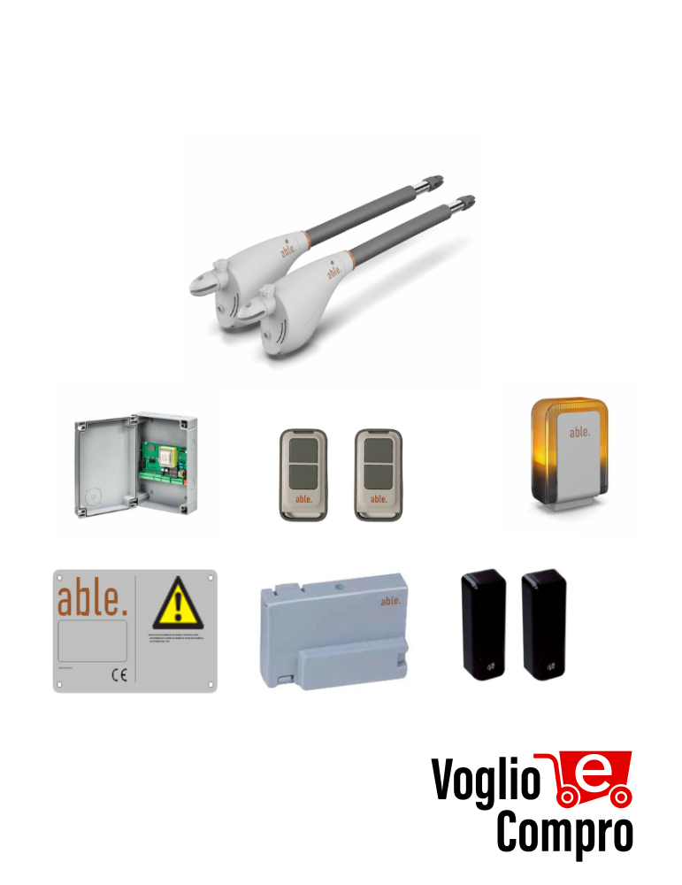 KIT AUTOMAZIONE V2 PER CANCELLO A 2 ANTE 2,5 Mt MOTORE CALYPSO CENTRALE CITY 1