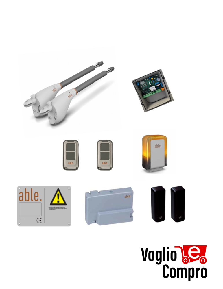 KIT AUTOMAZIONE V2 PER CANCELLO A 2 ANTE 2,5 Mt MOTORE CALYPSO CENTRALE FLEXY2
