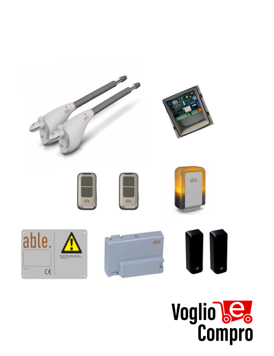 KIT AUTOMAZIONE V2 PER CANCELLO A 2 ANTE 2,5 Mt MOTORE CALYPSO CENTRALE FLEXY2