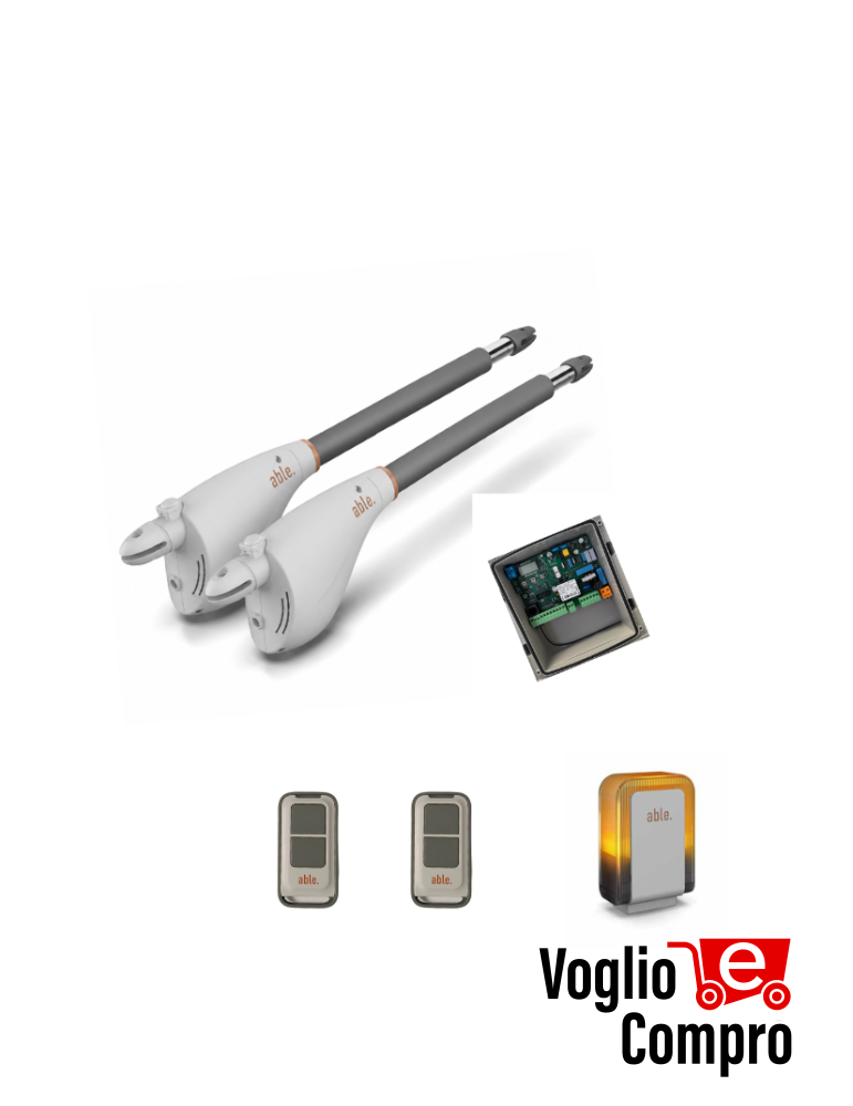 KIT 2 MOTORI CALYPSO V2 CENTRALE RADIOCOMANDO LAMPEGGIANTE X CANCELLO ANTA BATT.