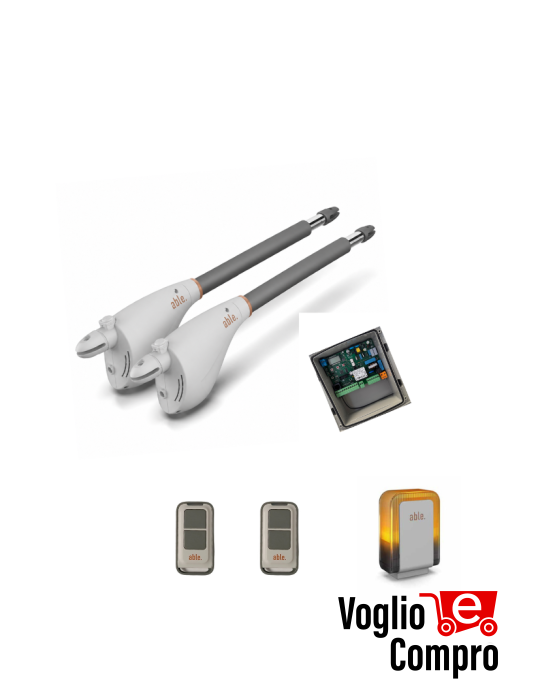 KIT 2 MOTORI CALYPSO V2 CENTRALE RADIOCOMANDO LAMPEGGIANTE X CANCELLO ANTA BATT.