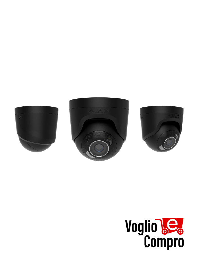 AJAX TurretCam HL (8 Mp/4 mm) Telecamera IP di sicurezza cablata con IA    angolo di visione di 85°, illuminazione ibrida