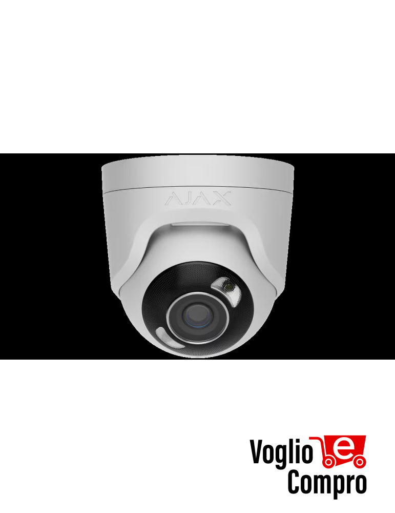 AJAX TurretCam HL (8 Mp/4 mm) Telecamera IP di sicurezza cablata con IA    angolo di visione di 85°, illuminazione ibrida
