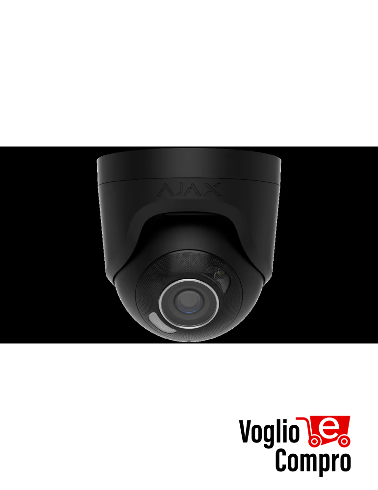 AJAX TurretCam HL (8 Mp/4 mm) Telecamera IP di sicurezza cablata con IA    angolo di visione di 85°, illuminazione ibrida