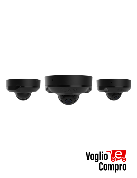 AJAX DomeCam Mini HL (5 Mp/2.8 mm) Telecamera IP di sicurezza cablata con IA   angolo di visione di 110°, illuminazione ibrida